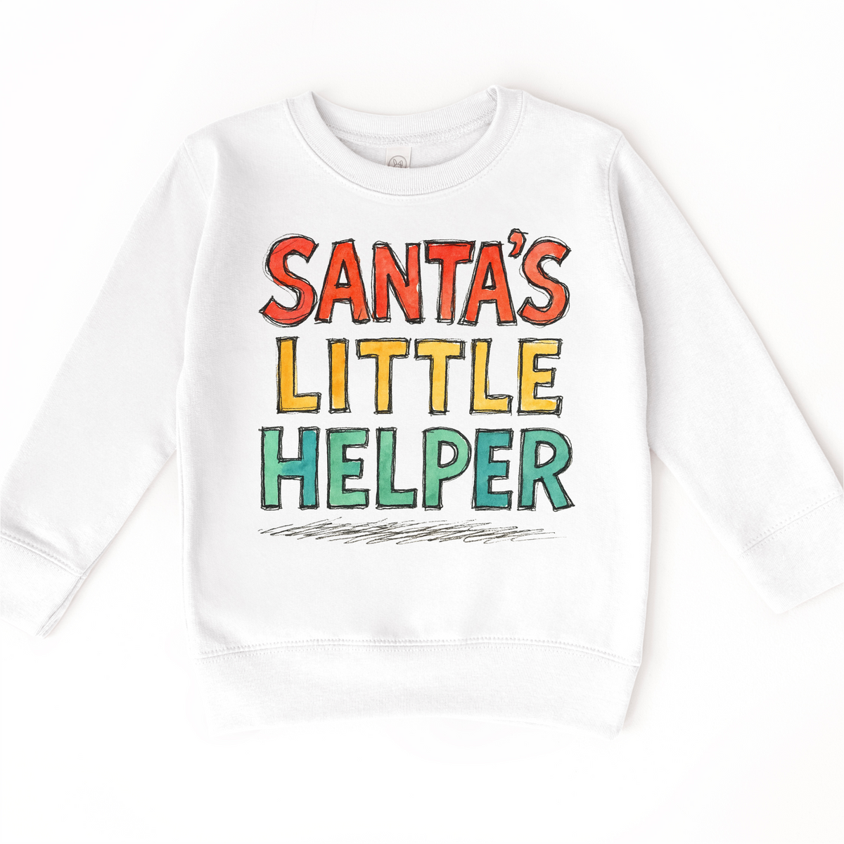 Santa's Little Helper Kids Christmas on white kids sweatshirt