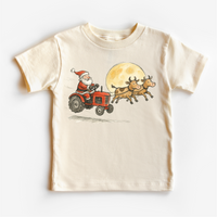 Santa Tractor And Cows Farm T-Shirt by Madi Moosh