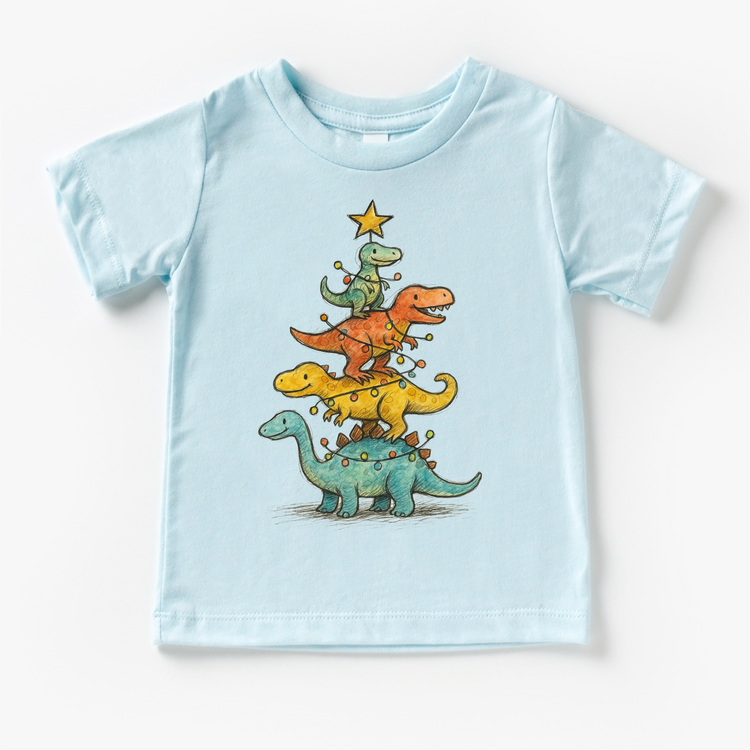 Dinosaur T-Rex Christmas Tree T-Shirt - Kids Christmas Tee