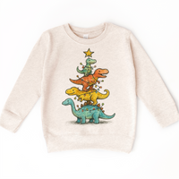 Dinosaur T-Rex Christmas Tree T-Shirt product design and garment details.