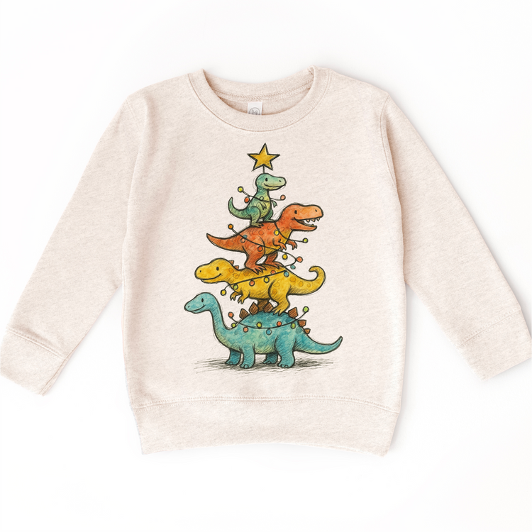 Dinosaur T-Rex Christmas Tree T-Shirt - Kids Christmas Tee