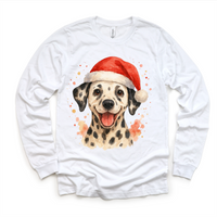 Christmas Dalmatian Dog design on a long sleeve shirt.