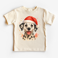 Christmas Dalmatian Dog design on a natural garment.