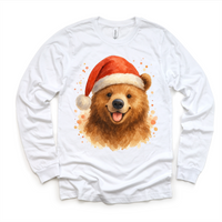 Christmas Honey Bear Santa design on a long sleeve shirt.