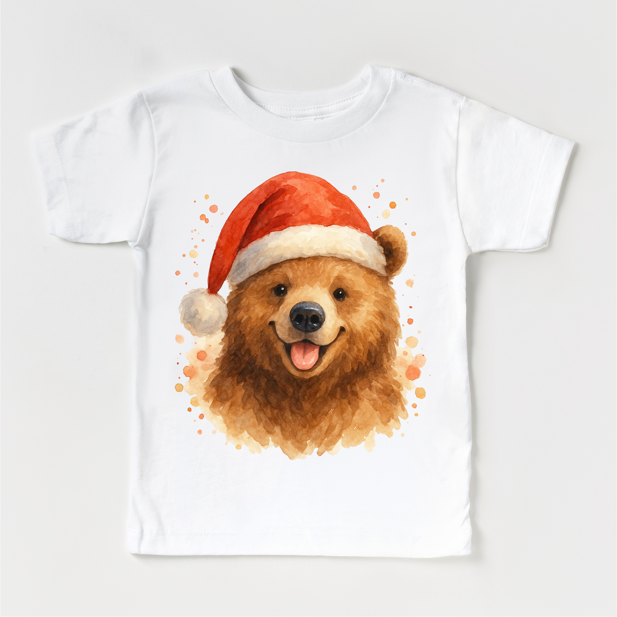 Christmas Honey Bear Santa design on a white garment.