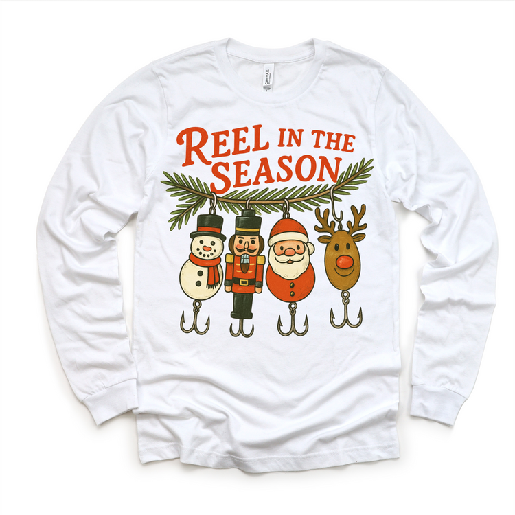 Reel In The Season Fishing Christmas T-Shirt - Kids Christmas Tee
