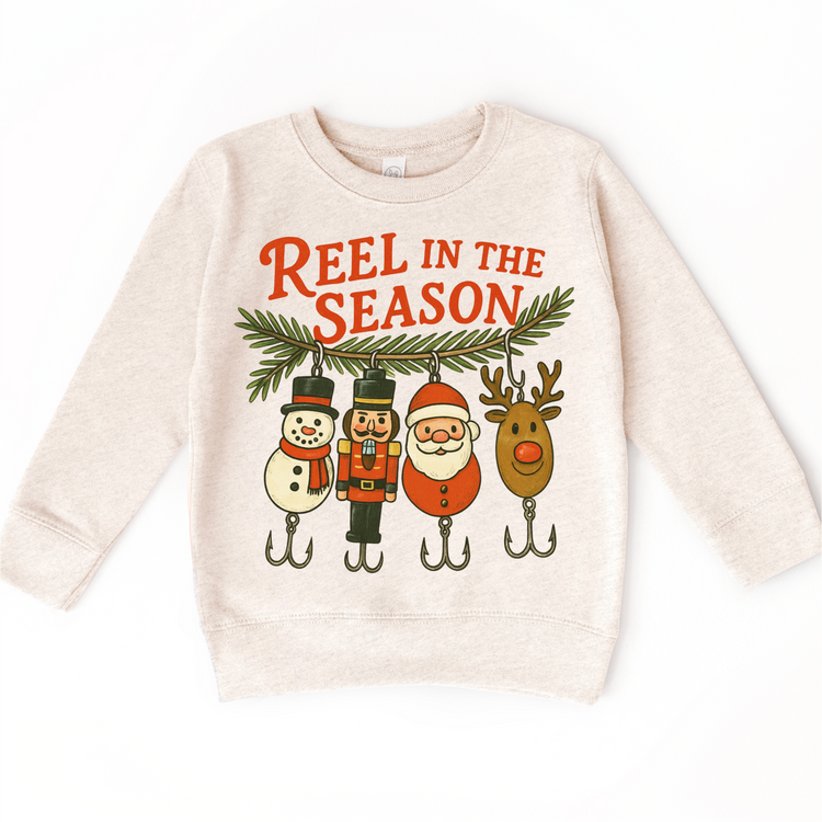 Reel In The Season Fishing Christmas T-Shirt - Kids Christmas Tee