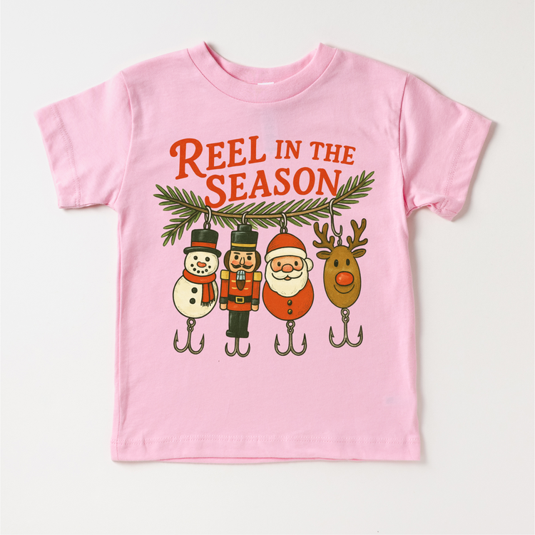 Reel In The Season Fishing Christmas T-Shirt - Kids Christmas Tee