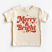 Merry And Bright Christmas design on a natural garment.
