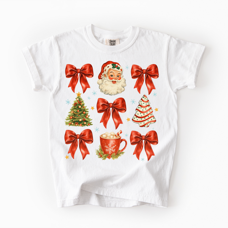 Santa Bows Trees Snacks Christmas Unisex T-Shirt - Printed On Comfort Colors