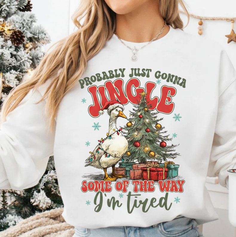 Jingle Some Of The Way Goose Christmas Sweatshirt  - Funny Christmas Sweater
