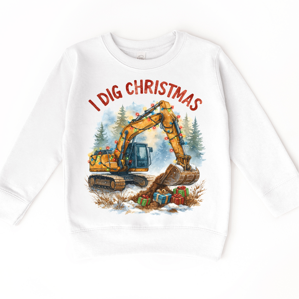 I Dig Christmas Excavator Christmas graphic sweatshirt by Madi Moosh