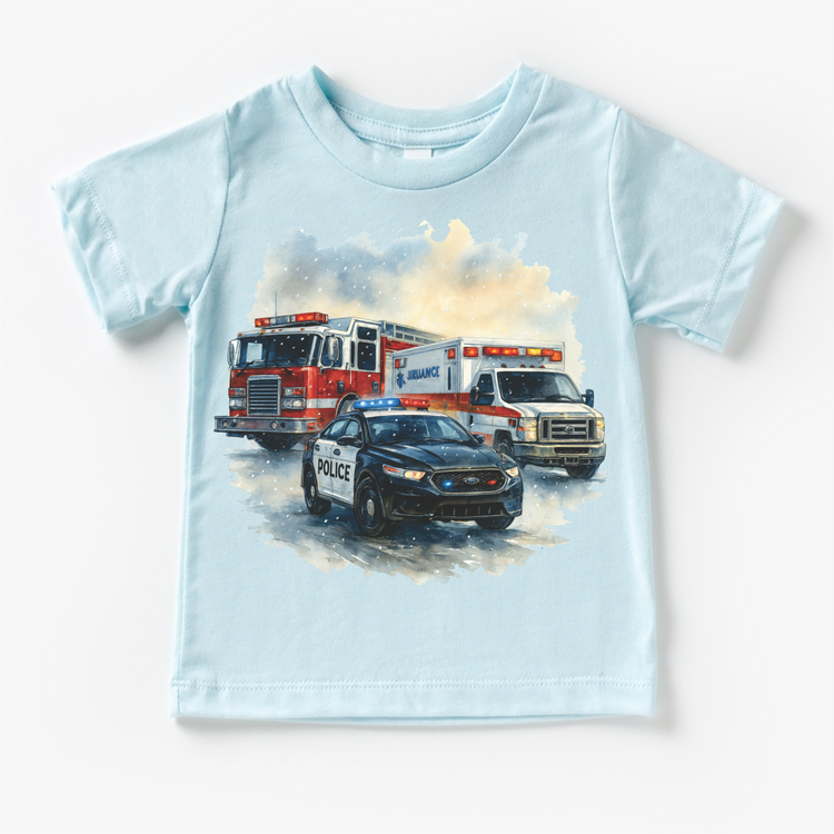 Firetruck, Police Car, Ambulance Kids Sweatshirt - Emergency Tee