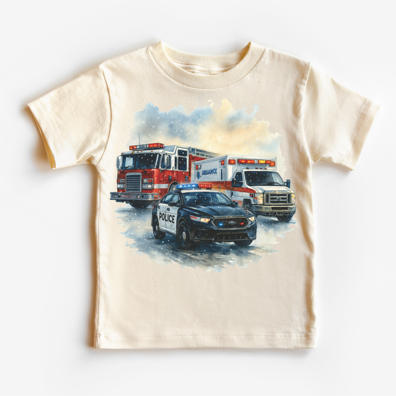 Firetruck, Police Car, Ambulance Kids Shirt - Emergency Tee