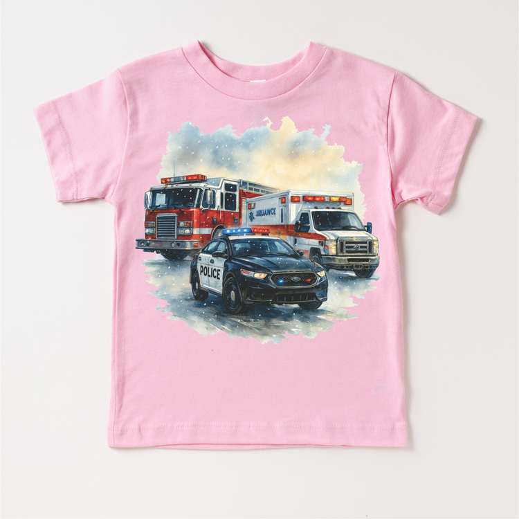 Firetruck, Police Car, Ambulance Kids Sweatshirt - Emergency Tee