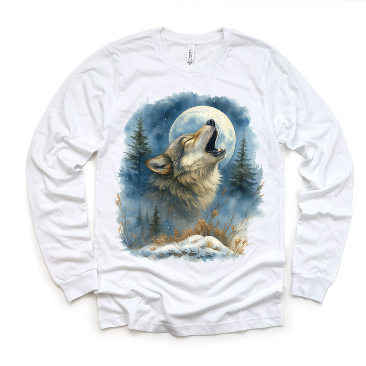 Wolf Howling At The Moon Retro 90's Sweatshirt - Wildlife Sweater