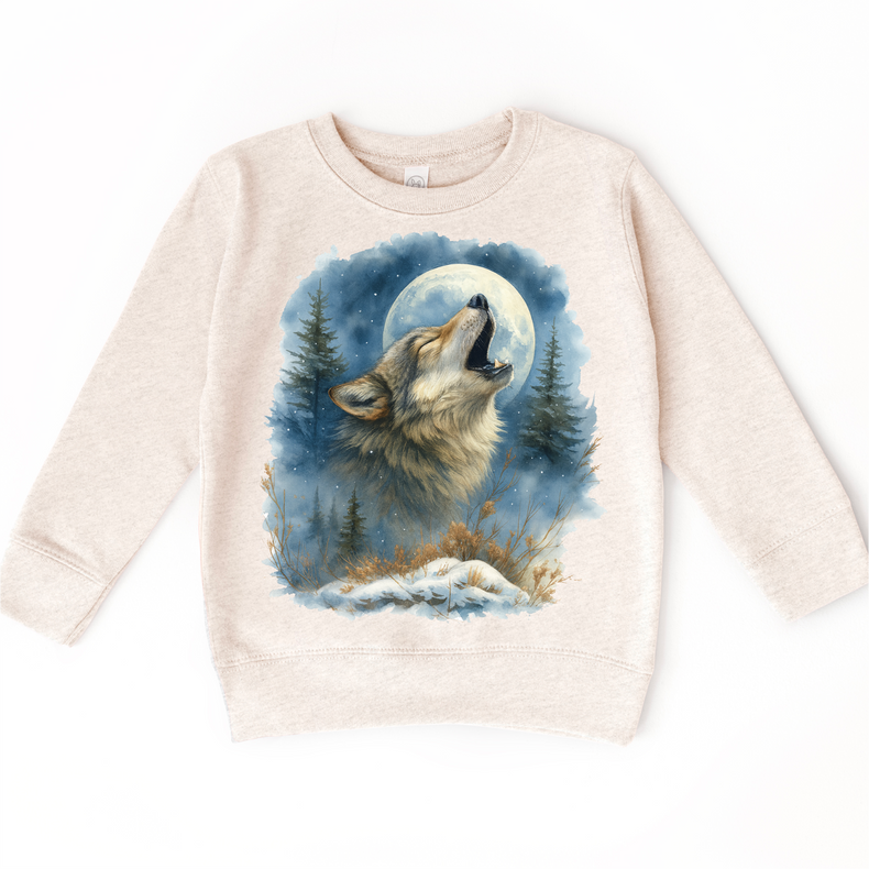 Wolf Howling At The Moon Retro 90's Sweatshirt - Wildlife Sweater