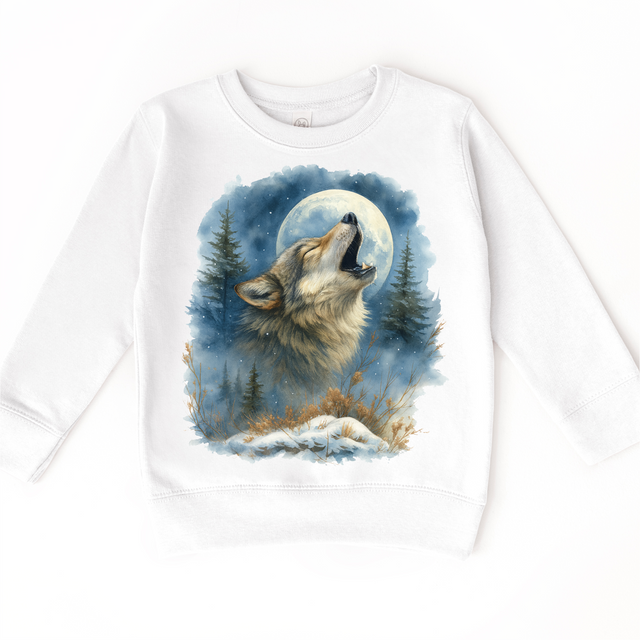 Wolf Howling At The Moon Retro 90's Sweatshirt - Wildlife Sweater