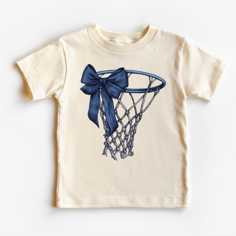 Basketball Goal With Blue Bow Shirt - School Basketball Tee