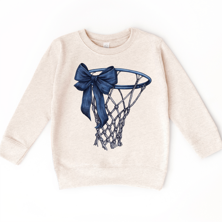 Basketball Goal With Blue Bow Shirt - School Basketball Tee
