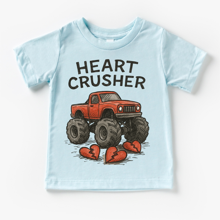 Heart Crusher Monster Truck Valeintine's Day Shirt - Valeintine Tee