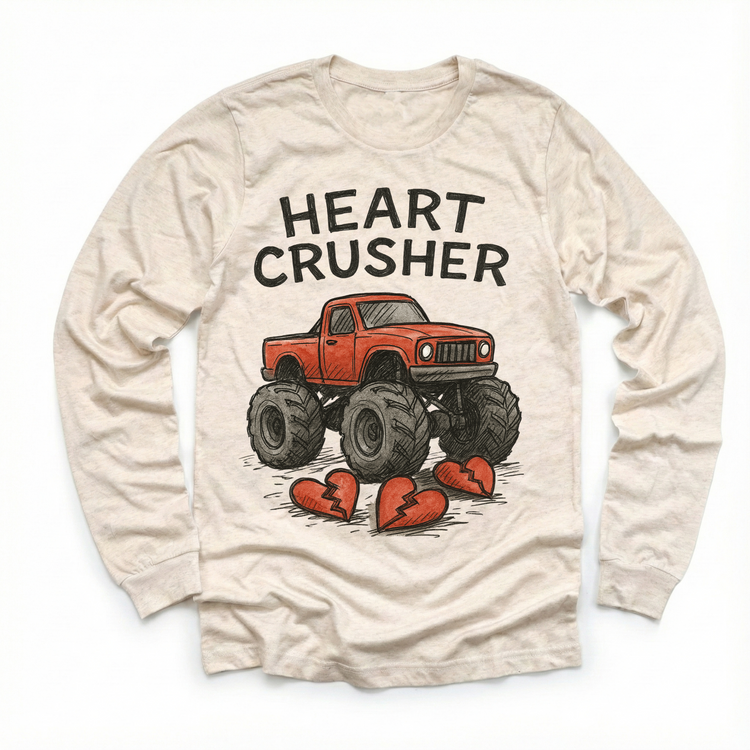 Heart Crusher Monster Truck Valeintine's Day Shirt - Valeintine Tee