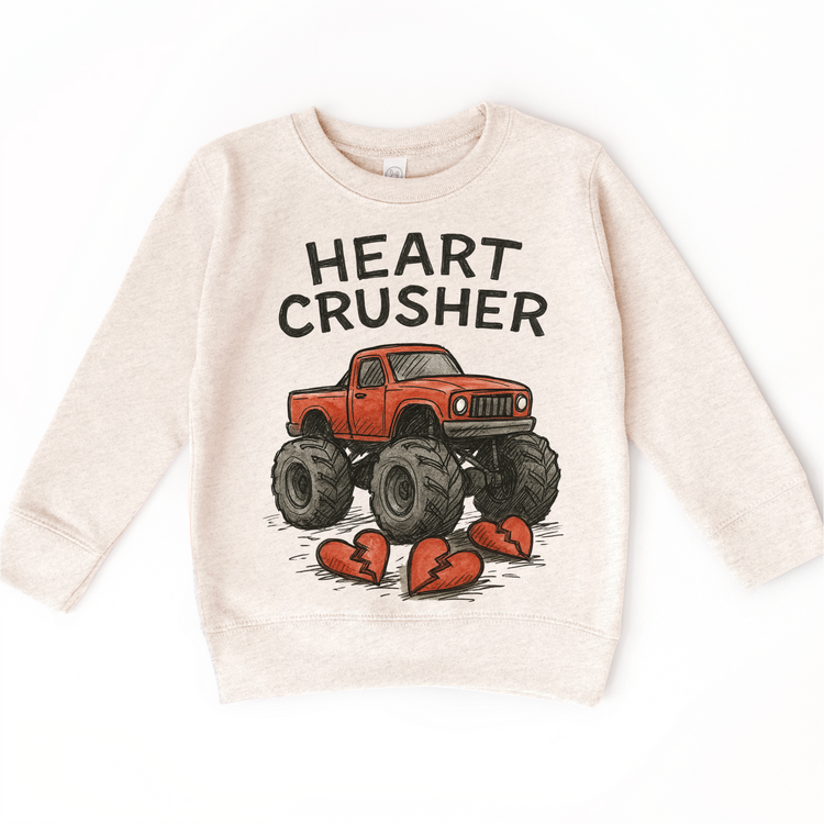 Heart Crusher Monster Truck Valeintine's Day Shirt - Valeintine Tee