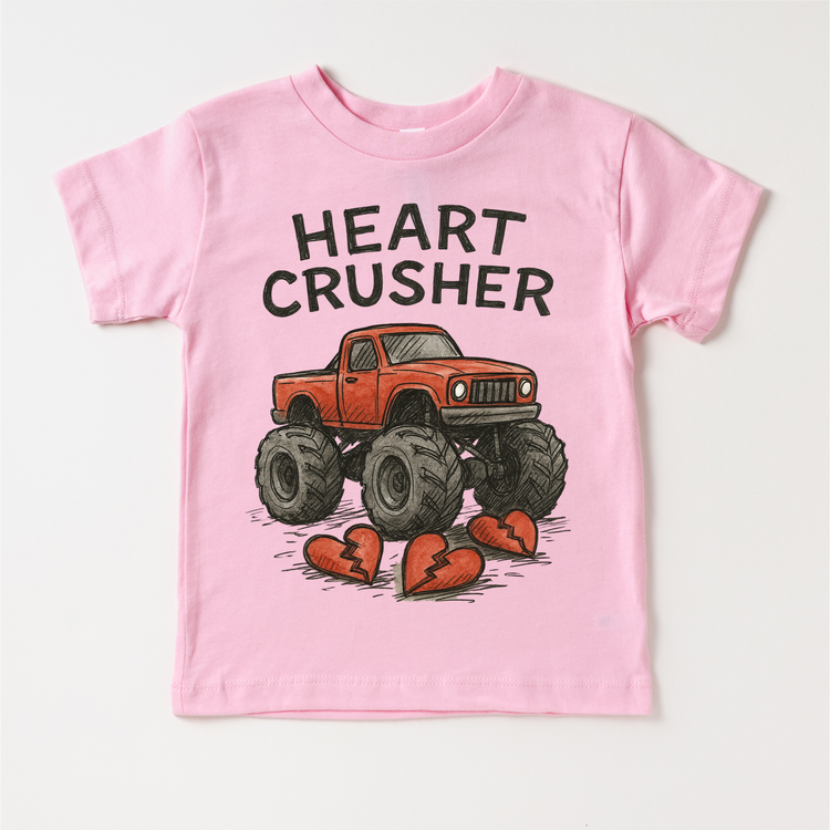 Heart Crusher Monster Truck Valeintine's Day Shirt - Valeintine Tee