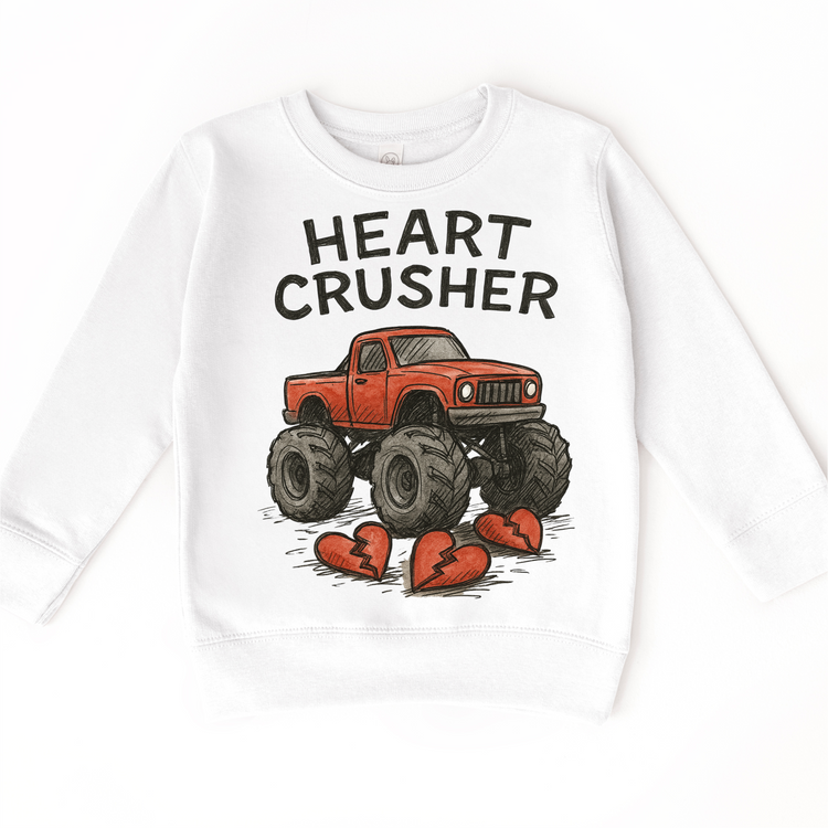 Heart Crusher Monster Truck Valeintine's Day Shirt - Valeintine Tee
