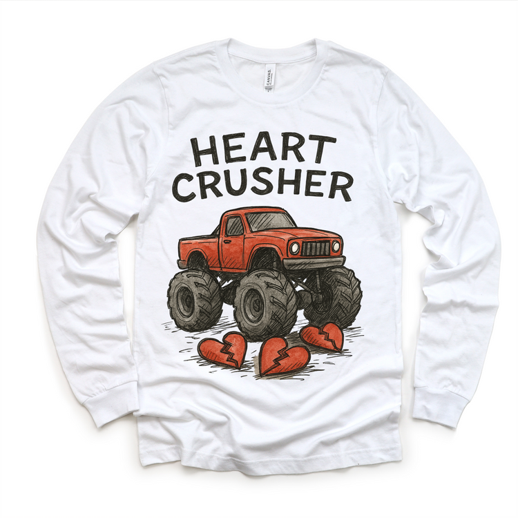 Heart Crusher Monster Truck Valeintine's Day Shirt - Valeintine Tee