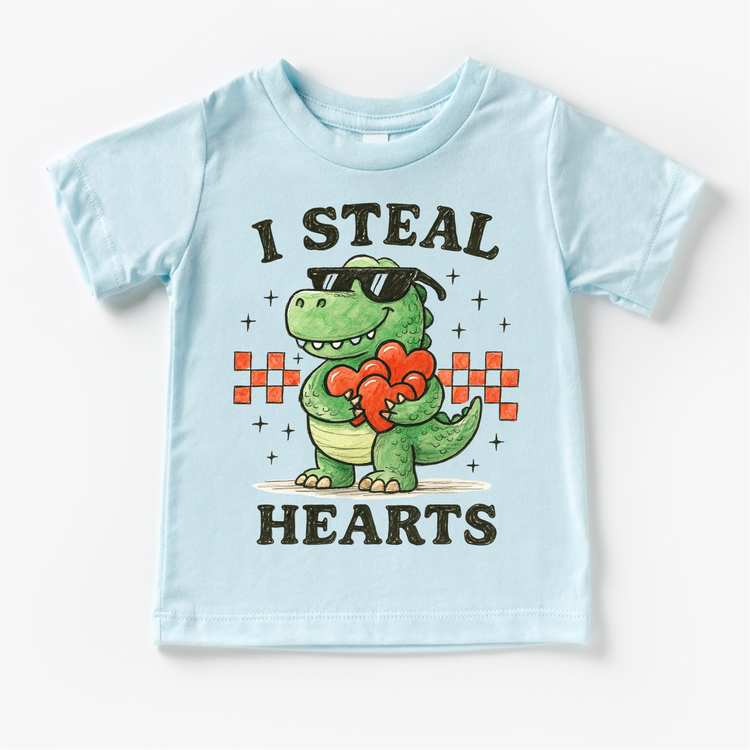 I Steal Hearts Dinosaur Valeintine's Day Shirt - Valeintine Tee