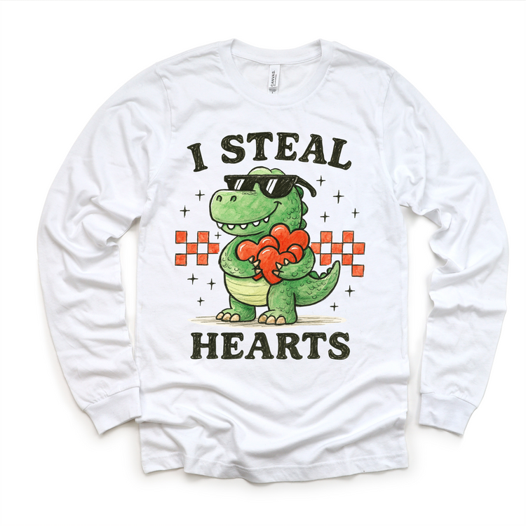 I Steal Hearts Dinosaur Valeintine's Day Shirt - Valeintine Tee