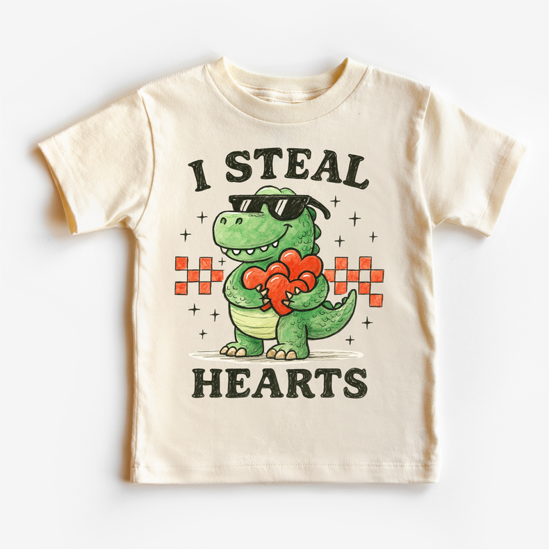 I Steal Hearts Dinosaur Valeintine's Day Shirt - Valeintine Tee