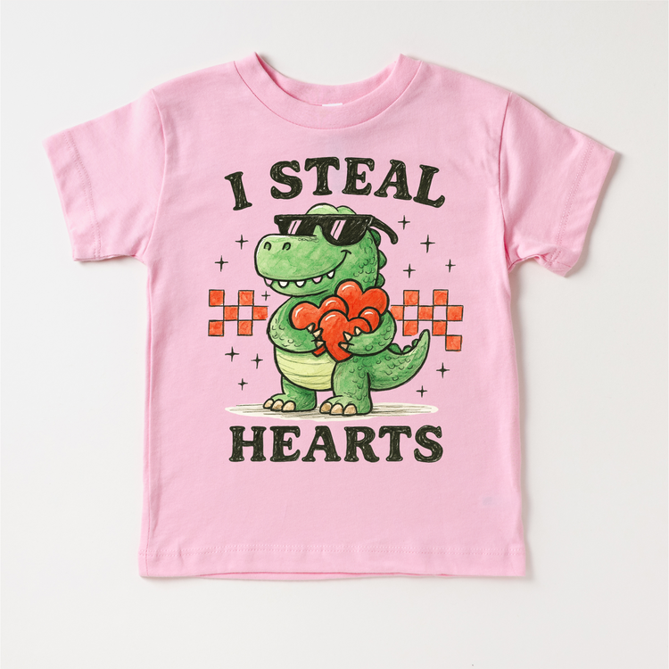 I Steal Hearts Dinosaur Valeintine's Day Shirt - Valeintine Tee