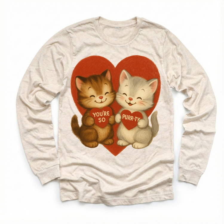 Retro You're So Purr-Ty Kitty Cat Valeintine's Day Shirt - Vintage Valeintine Tee