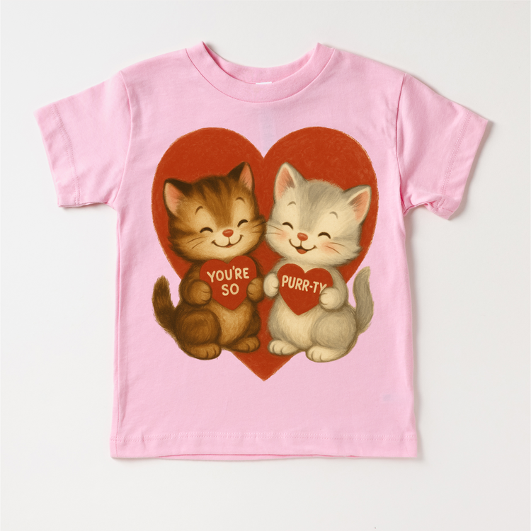 Retro You're So Purr-Ty Kitty Cat Valeintine's Day Shirt - Vintage Valeintine Tee