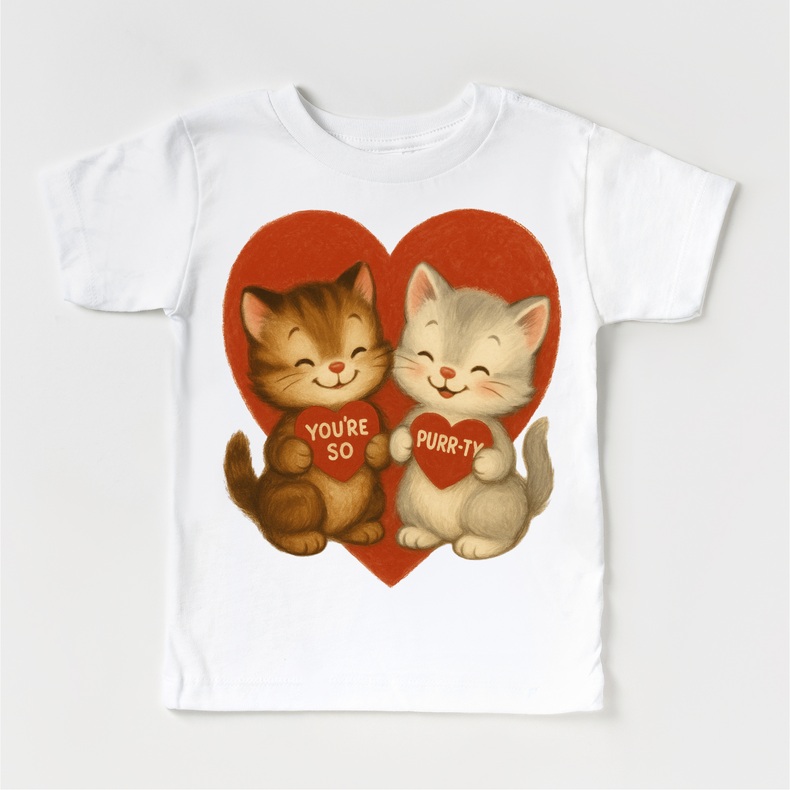 Retro You're So Purr-Ty Kitty Cat Valeintine's Day Shirt - Vintage Valeintine Tee
