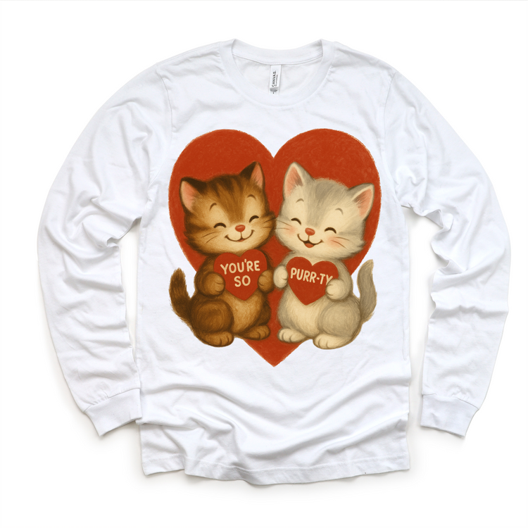 Retro You're So Purr-Ty Kitty Cat Valeintine's Day Shirt - Vintage Valeintine Tee