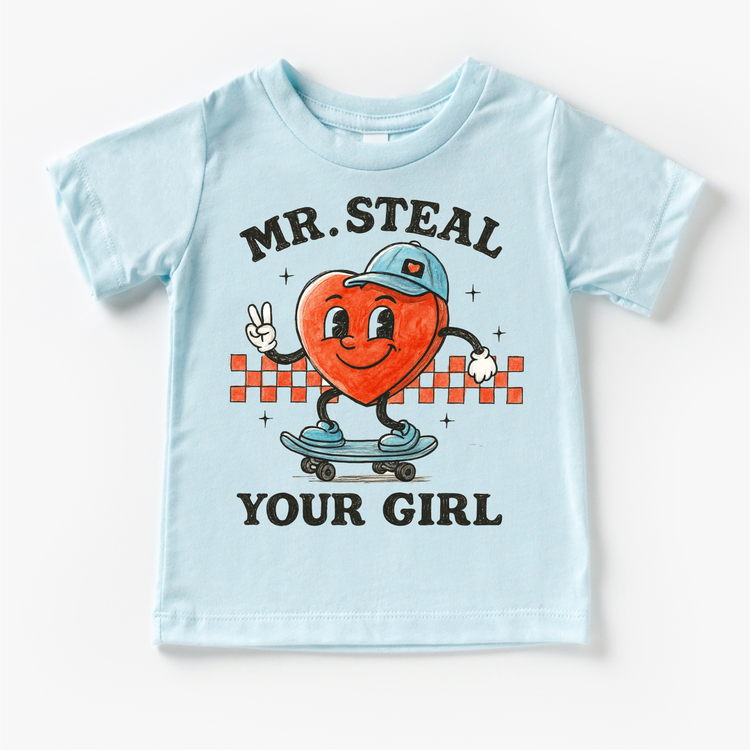 Mr. Steal Your Girl Skater Valeintine's Day Shirt -  Boys Valeintine Tee