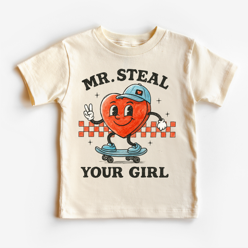 Mr. Steal Your Girl Skater Valeintine's Day Shirt -  Boys Valeintine Tee