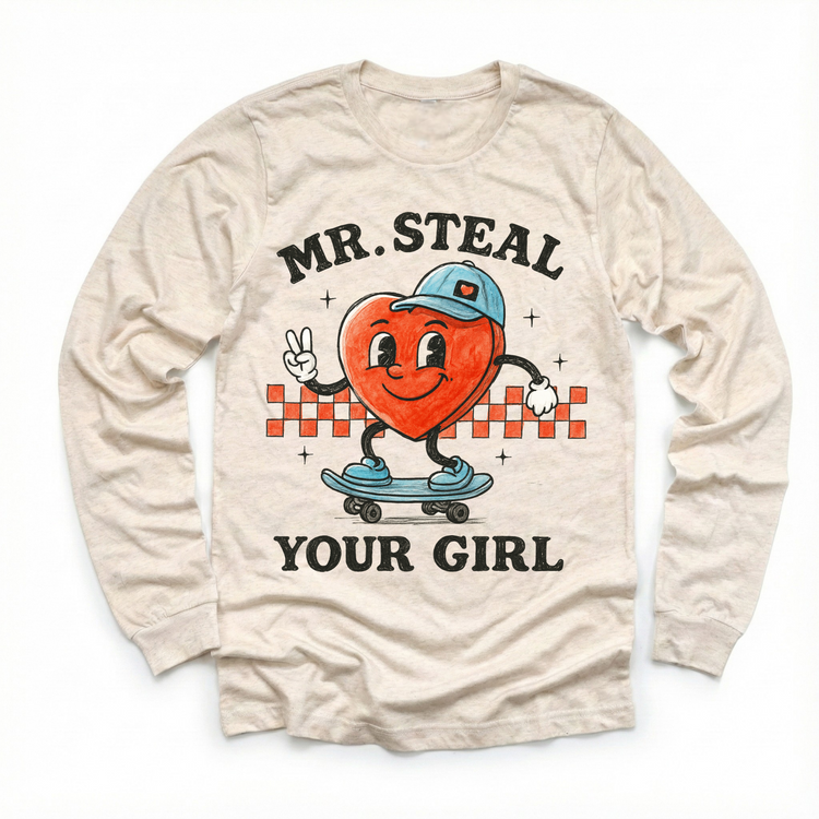 Mr. Steal Your Girl Skater Valeintine's Day Shirt -  Boys Valeintine Tee