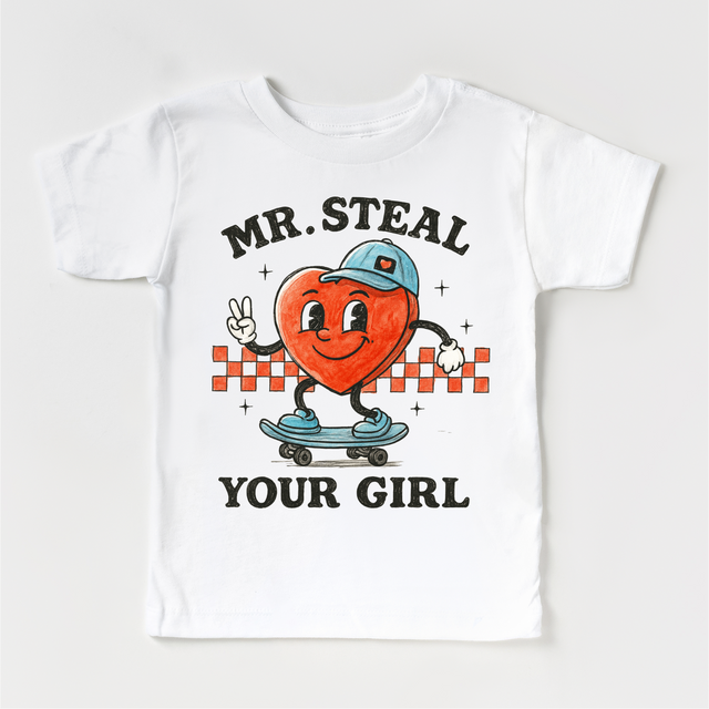 Mr. Steal Your Girl Skater Valeintine's Day Shirt -  Boys Valeintine Tee