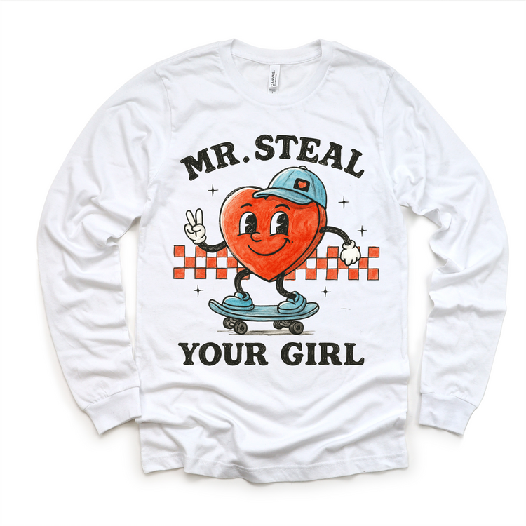 Mr. Steal Your Girl Skater Valeintine's Day Shirt -  Boys Valeintine Tee