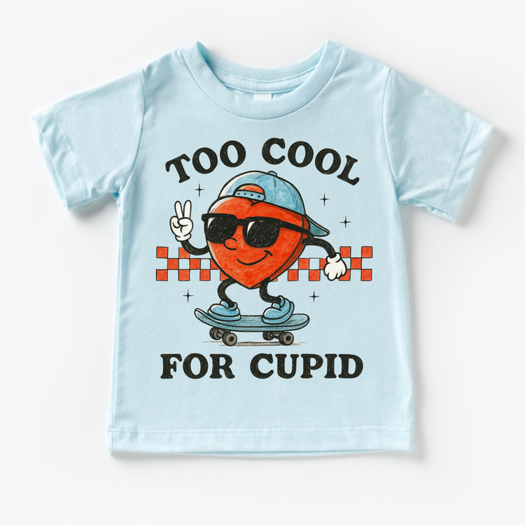 Too Cool For Cupid Valeintine's Day Shirt -  Boys Valeintine Tee