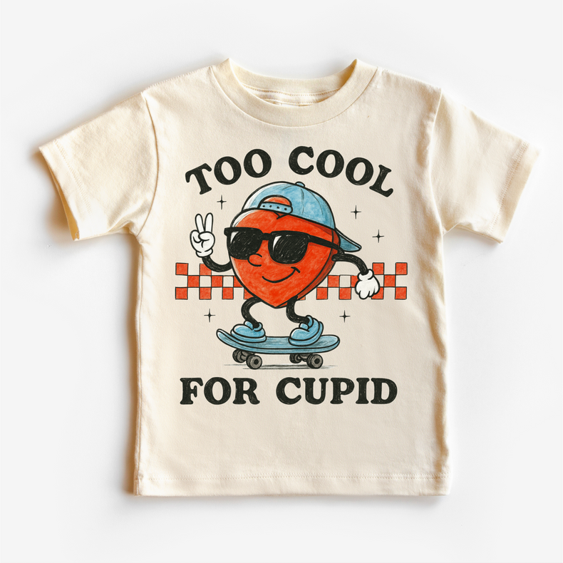 Too Cool For Cupid Valeintine's Day Shirt -  Boys Valeintine Tee