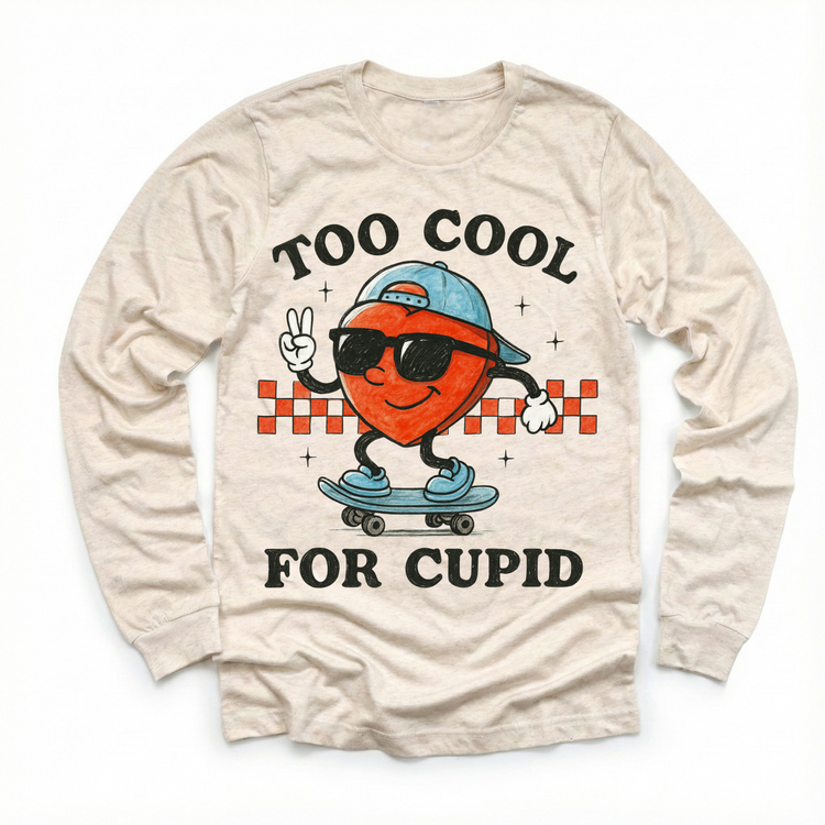 Too Cool For Cupid Valeintine's Day Shirt -  Boys Valeintine Tee