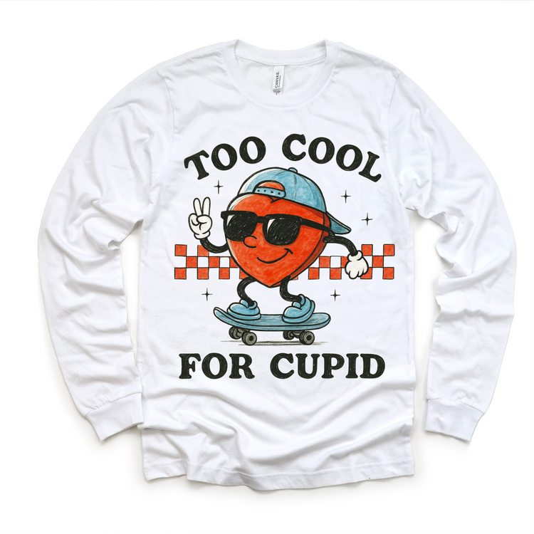 Too Cool For Cupid Valeintine's Day Shirt -  Boys Valeintine Tee