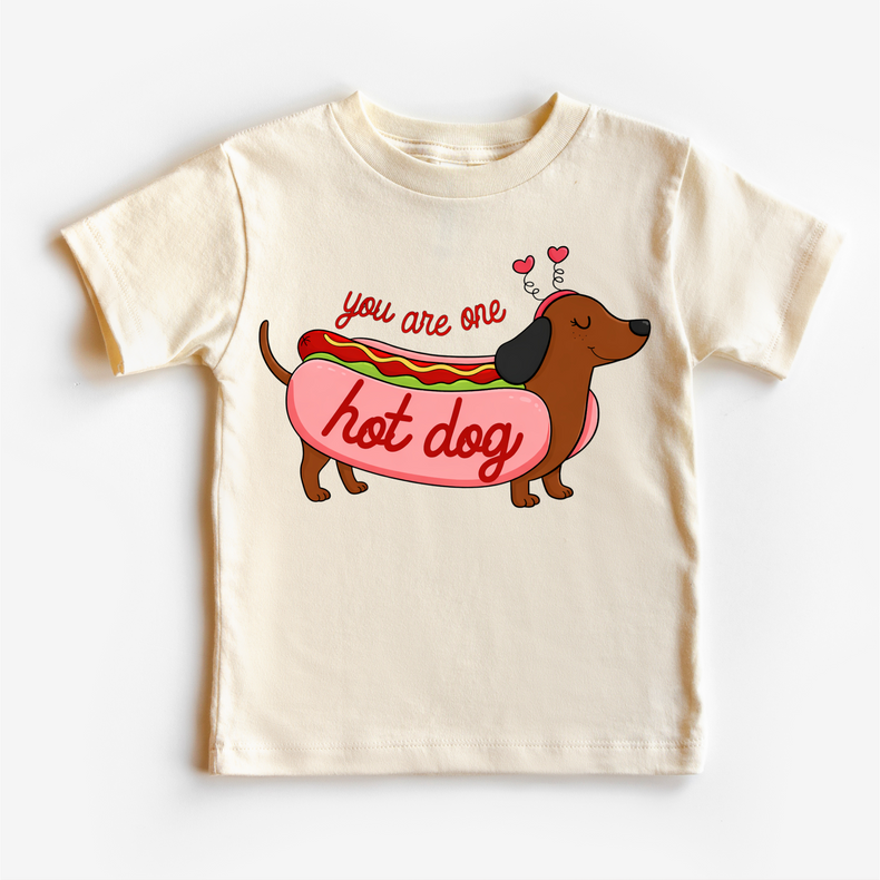 You Are One Hot Dog Valeintine's Day Shirt -  Girls Dachshund Valeintine Tee