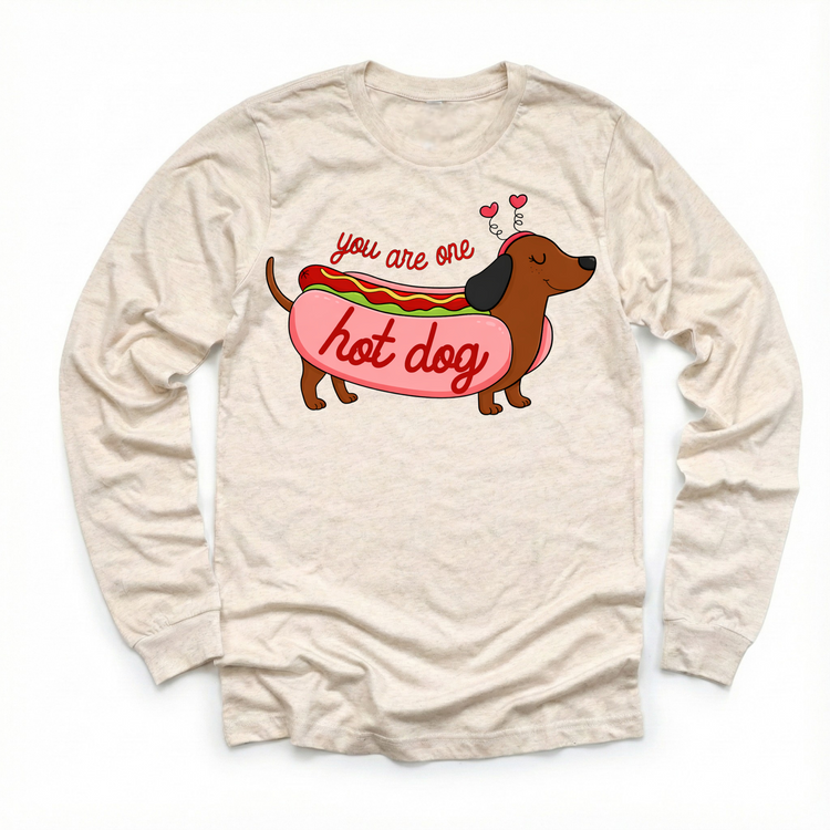 You Are One Hot Dog Valeintine's Day Shirt -  Girls Dachshund Valeintine Tee