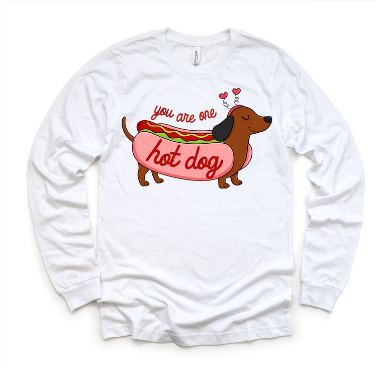 You Are One Hot Dog Valeintine's Day Shirt -  Girls Dachshund Valeintine Tee